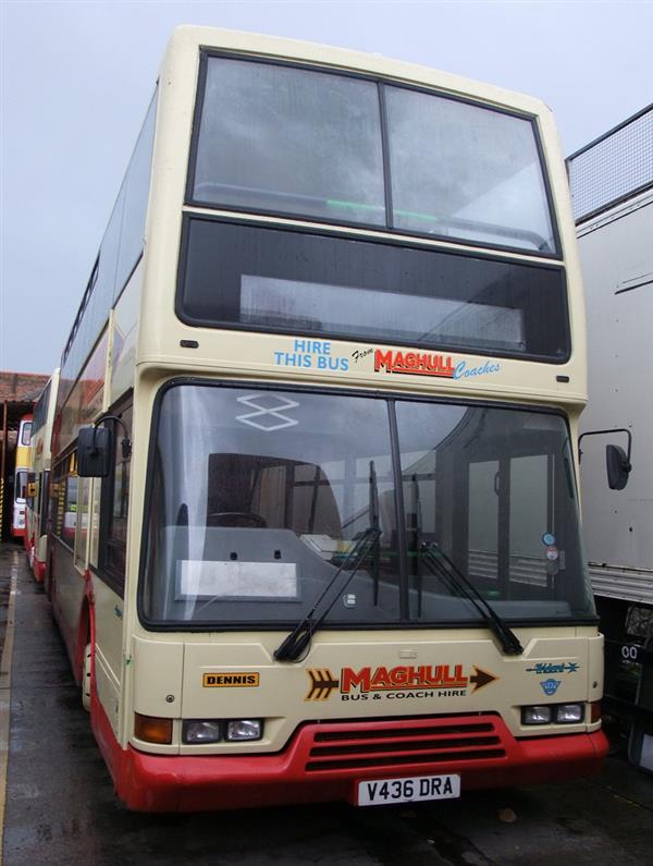 2000 Dennis Trident 87 seat bus with seat belts V436DRA