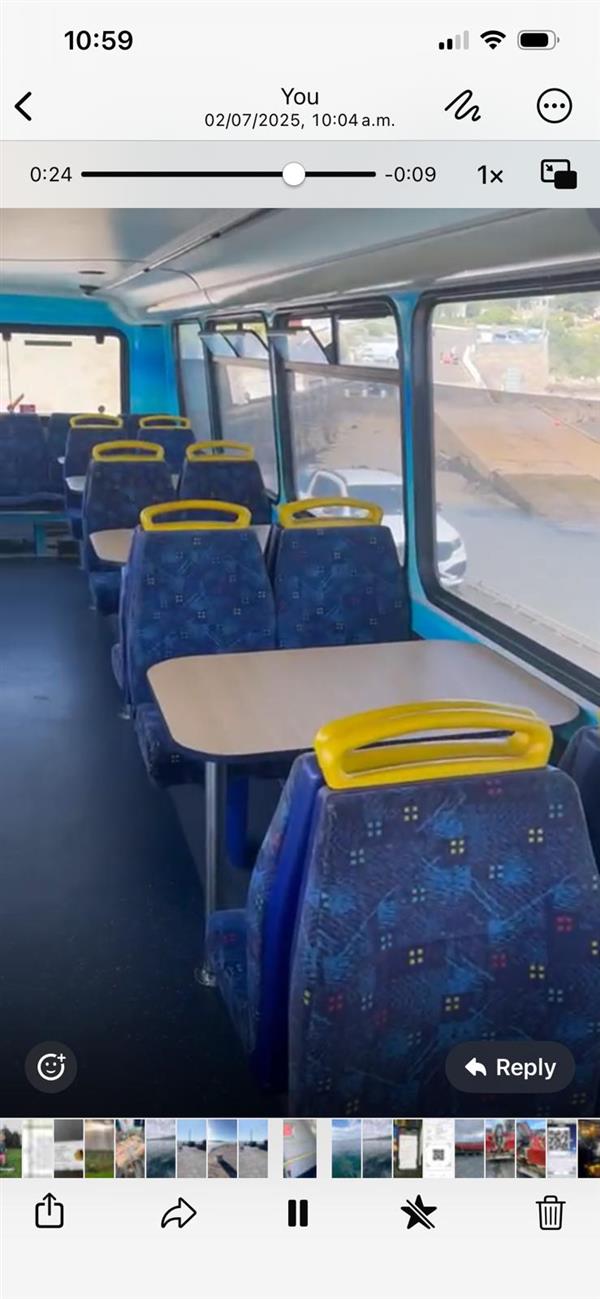 Mobile fish and chip ship with upper deck dining area.