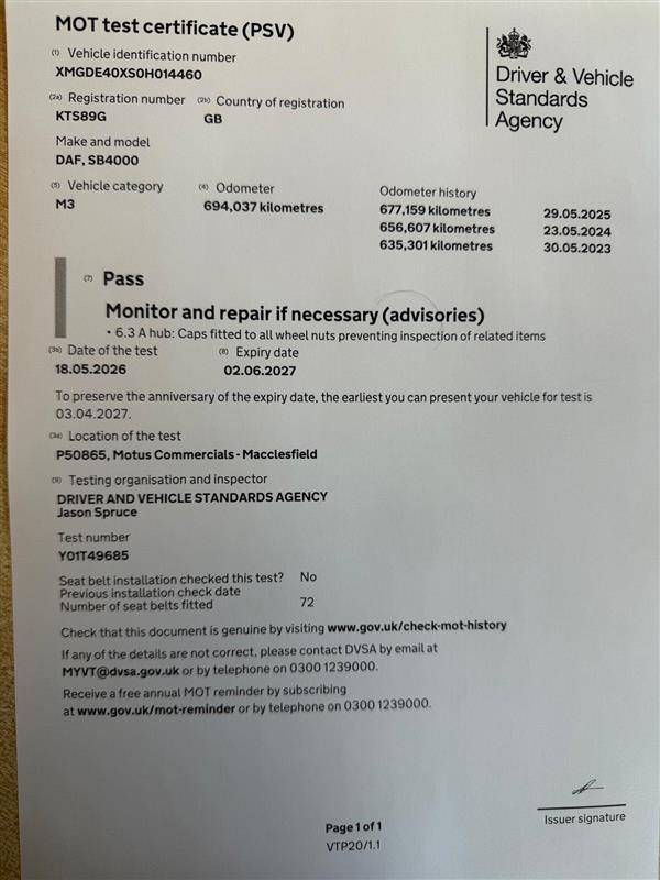 2007 DAF SB4000 FULLY AUTOMATIC 70 SEATER VAN HOOL T9 2007 DAF SB4000 FULLY AUTOMATIC 70 SEATER VAN HOOL T9